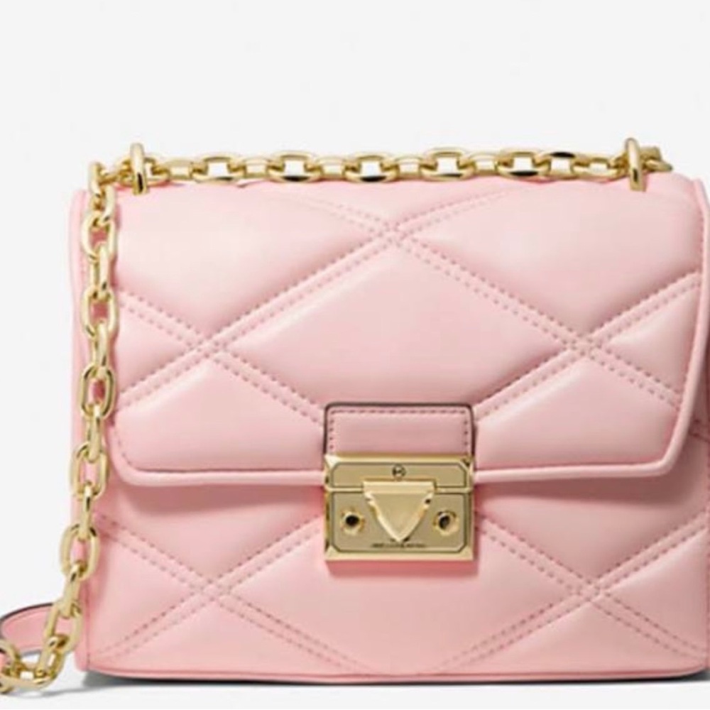 Michael Kors Pink Quilted Shoulder Bag with Gold Chain